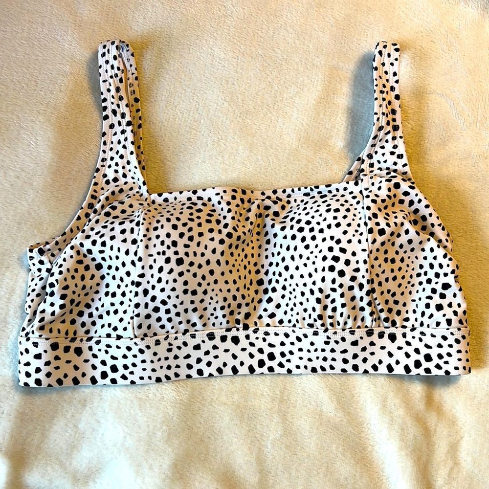 Kona Sol White Bikini Top with Black Spot Print